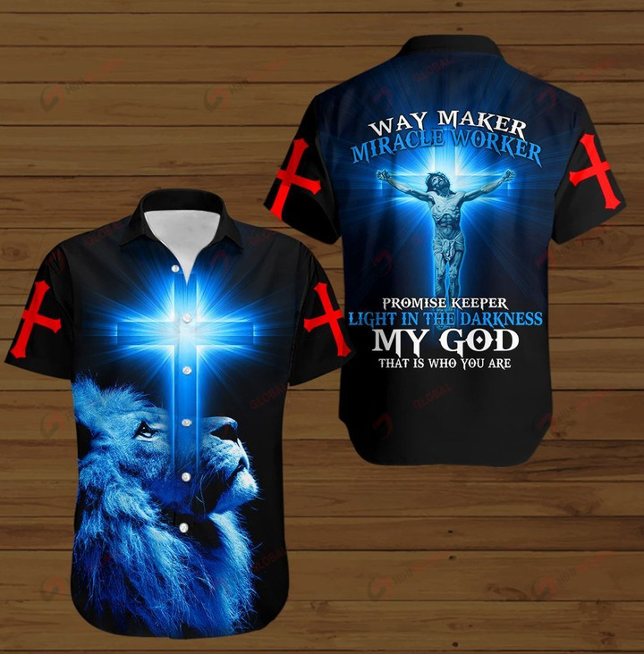 Way maker miracle worker my God that is who you are Jesus Christ blue lion ALL OVER PRINTED SHIRTS DH090803