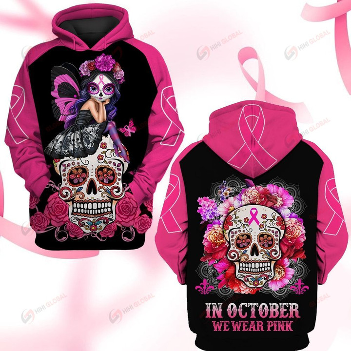 In October We wear pink skull flower ALL OVER PRINTED SHIRTS DH091205