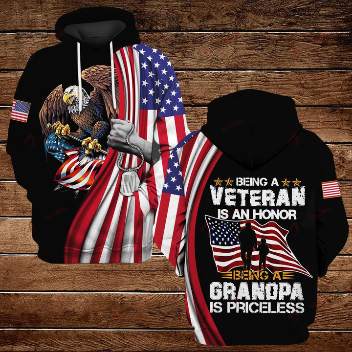 Being a veteran is an honor Being a grandpa is priceless ALL OVER PRINTED SHIRTS 3d