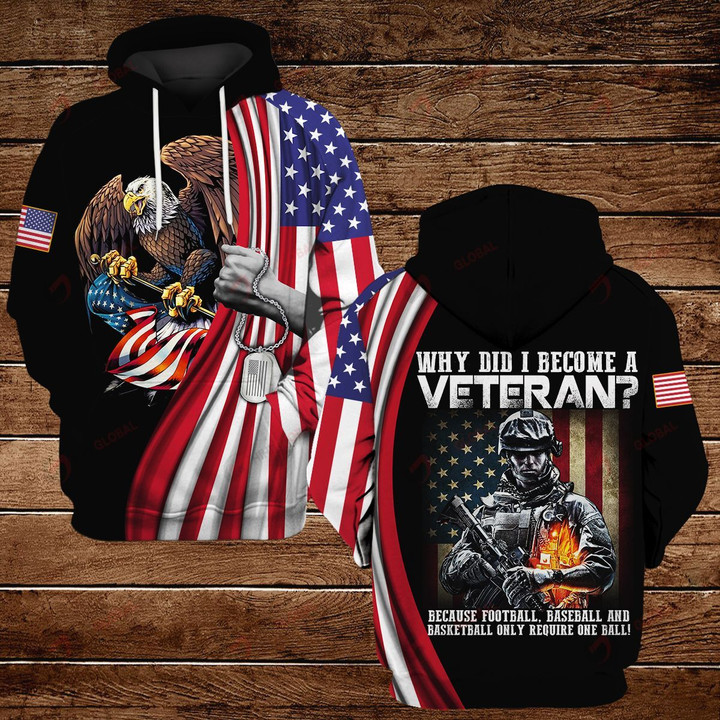 Why did I become a veteran? Because football, baseball and basketball only require one ball ALL OVER PRINTED SHIRTS