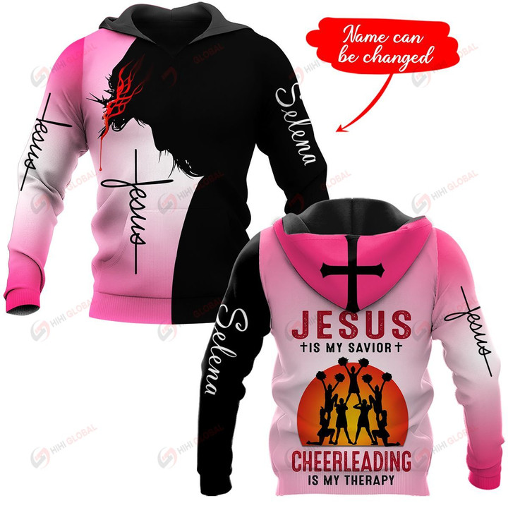 Jesus is my savior Cheerleading is my therapy personalized ALL OVER PRINTED SHIRTS
