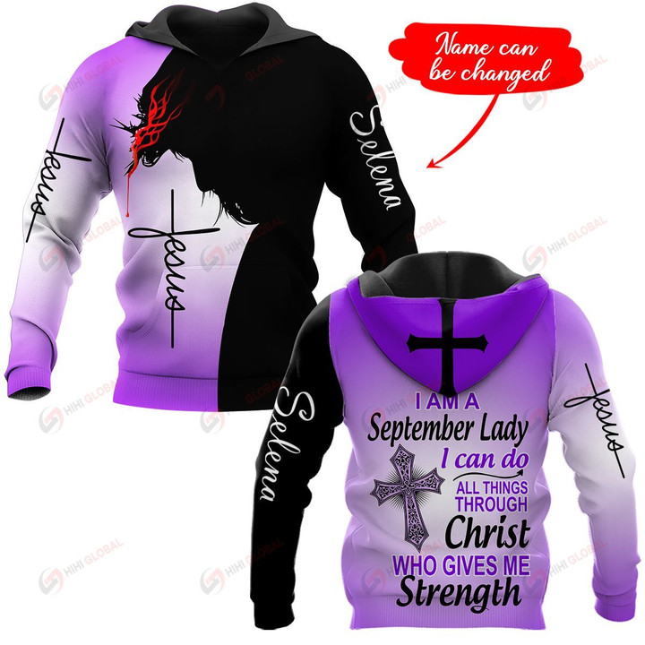 I am a September I can do all things through Christ who gives me strength personalized ALL OVER PRINTED SHIRTS