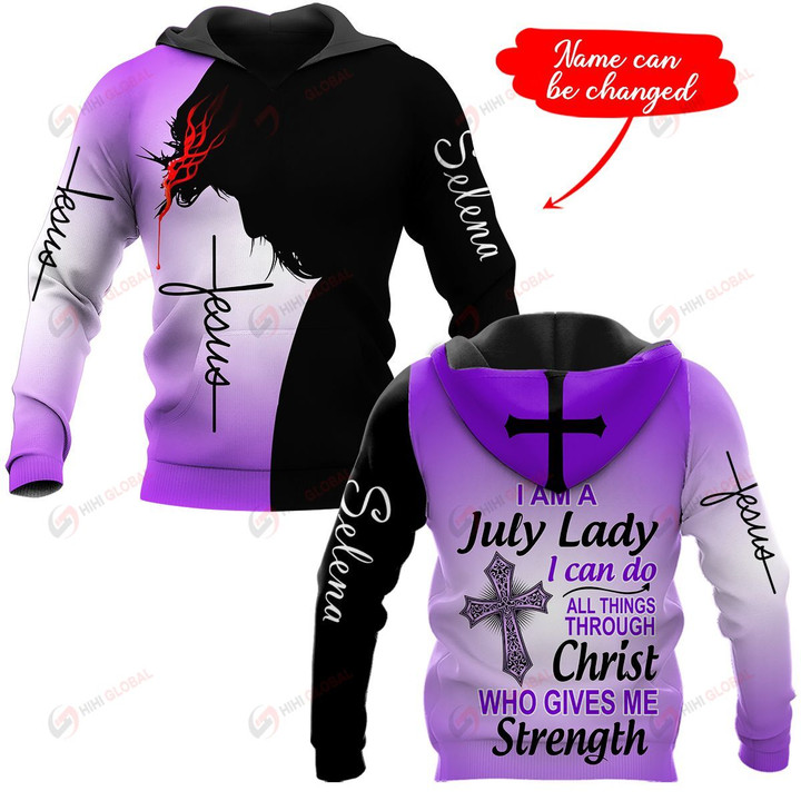 I am a July Lady I can do all things through Christ who gives me strength personalized ALL OVER PRINTED SHIRTS