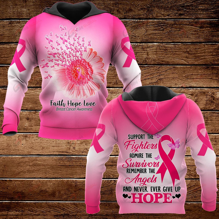 Faith Hope Love Breast Cancer Awareness Support the fighters ALL OVER PRINTED SHIRTS