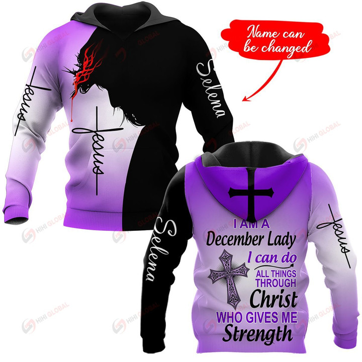 I am a December Lady I can do all things through Christ who gives me strength personalized ALL OVER PRINTED SHIRTS