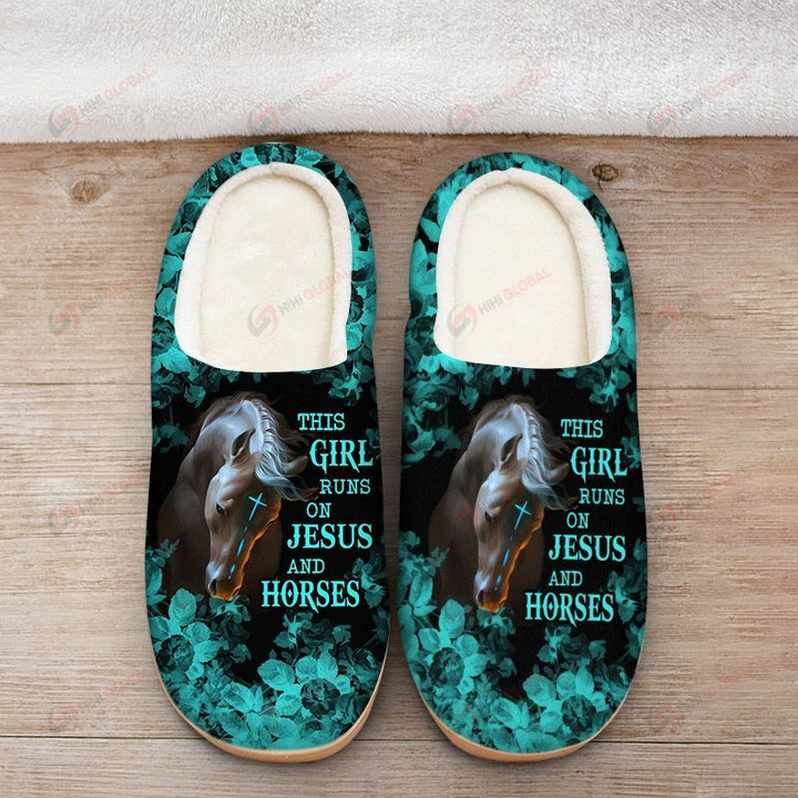 This girl runs on Jesus and horses Slippers ALL OVER PRINTED 1016202