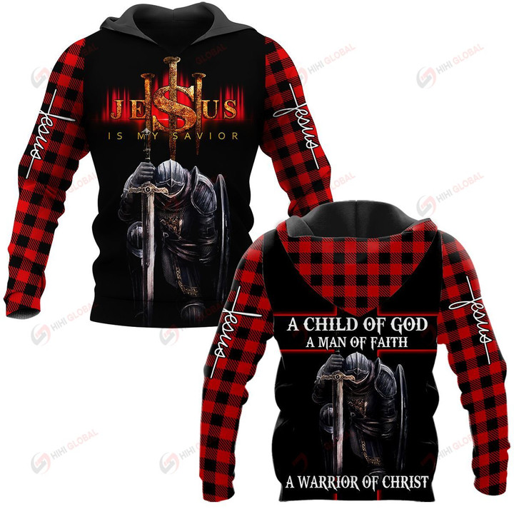 A child of God A man of Faith A warrior of Christ ALL OVER PRINTED SHIRTS PLAID HOODIE