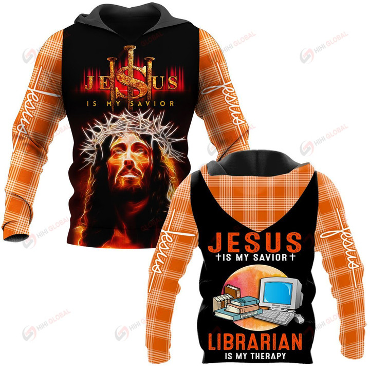 Jesus is my savior Livrarian is my therapy ALL OVER PRINTED SHIRTS PLAID HOODIE