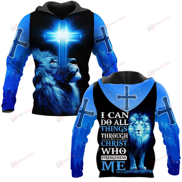 I can do all things through Christ who strengthens me blue lion ALL OVER PRINTED SHIRTS DH102201