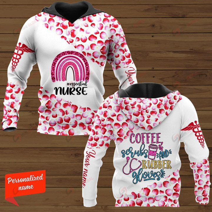 #essential Nurse Coffee Scrubs And Bubber Gloves Nurse Personalized ALL OVER PRINTED SHIRTS