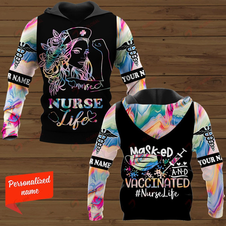 Nurse Life Masked And Vaccinated #Nurselife Personalized ALL OVER PRINTED SHIRTS