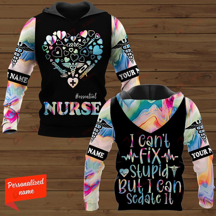 #essential Nurse I Can't Fix Stupid But I Can Sedate it Personalized ALL OVER PRINTED SHIRTS