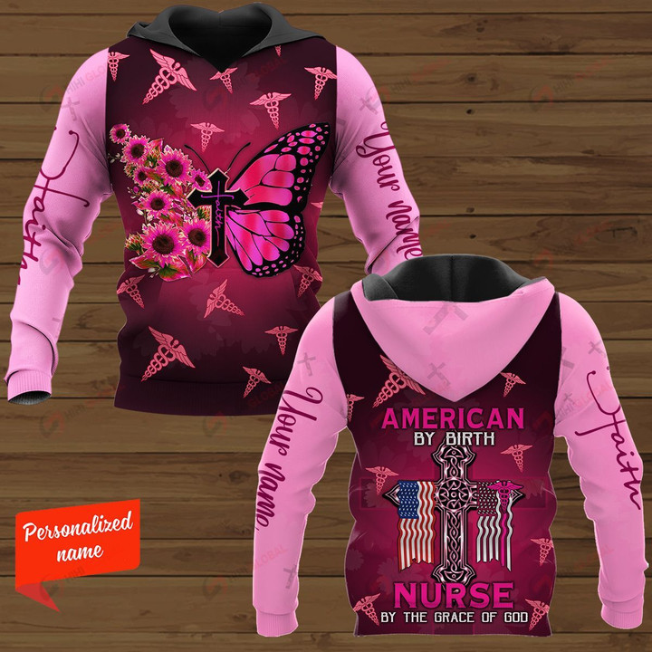 American By Birth Nurse By The Grace Of God Nurse Personalized ALL OVER PRINTED SHIRTS