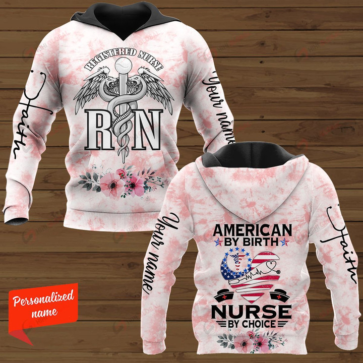 American By Birth Nurse By Choice Nurse Personalized ALL OVER PRINTED SHIRTS