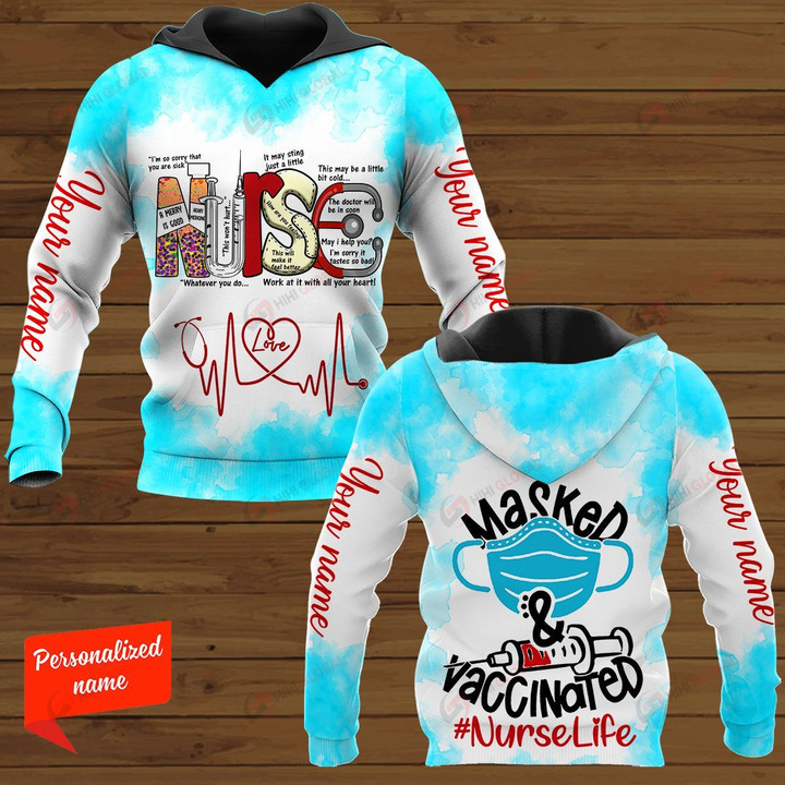 Masked Vaccinated Nurse Personalized ALL OVER PRINTED SHIRTS