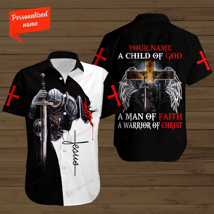 A Child of God a Man of Faith a Warrior of Christ Personalized ALL OVER PRINTED SHIRTS