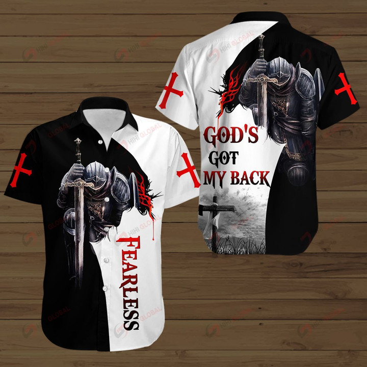Fearless God's got my back Knight Jesus ALL OVER PRINTED SHIRTS