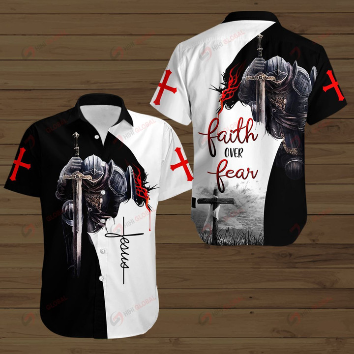 Faith Over Fear Knight Jesus Christ ALL OVER PRINTED SHIRTS