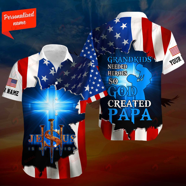 Grandkids needed heroes So God Created Papa ALL OVER PRINTED SHIRTS