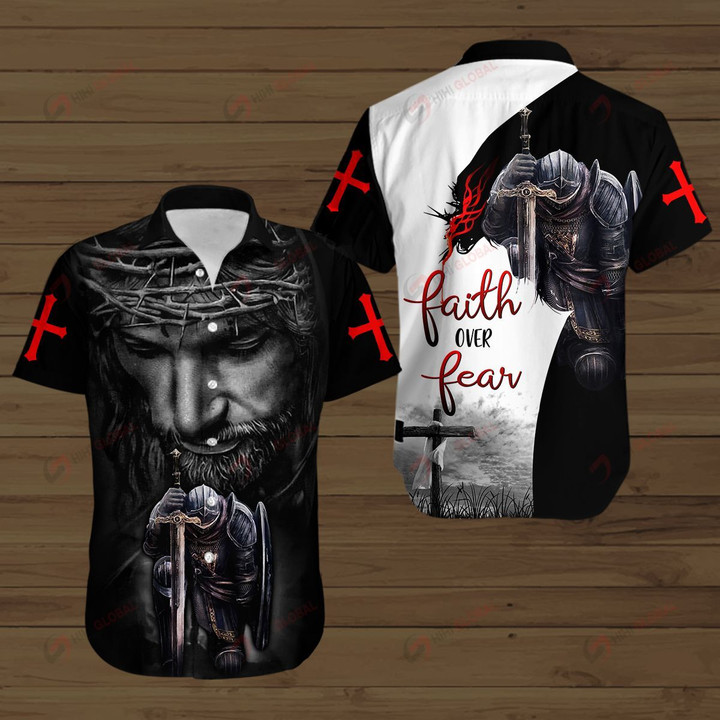Knight Jesus Christian Faith Over Fear ALL OVER PRINTED SHIRTS