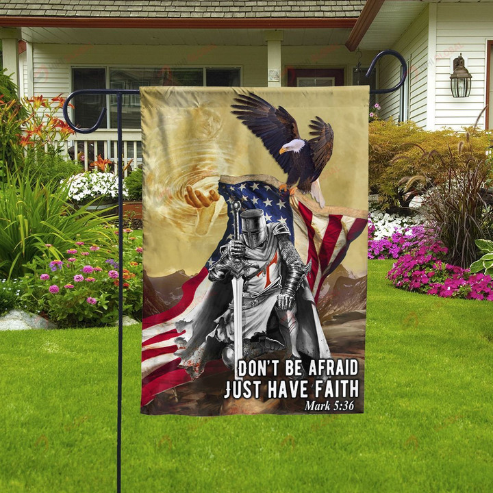 Don't be afraid Just have Faith Knight Jesus Christian Flag ALL OVER PRINTED