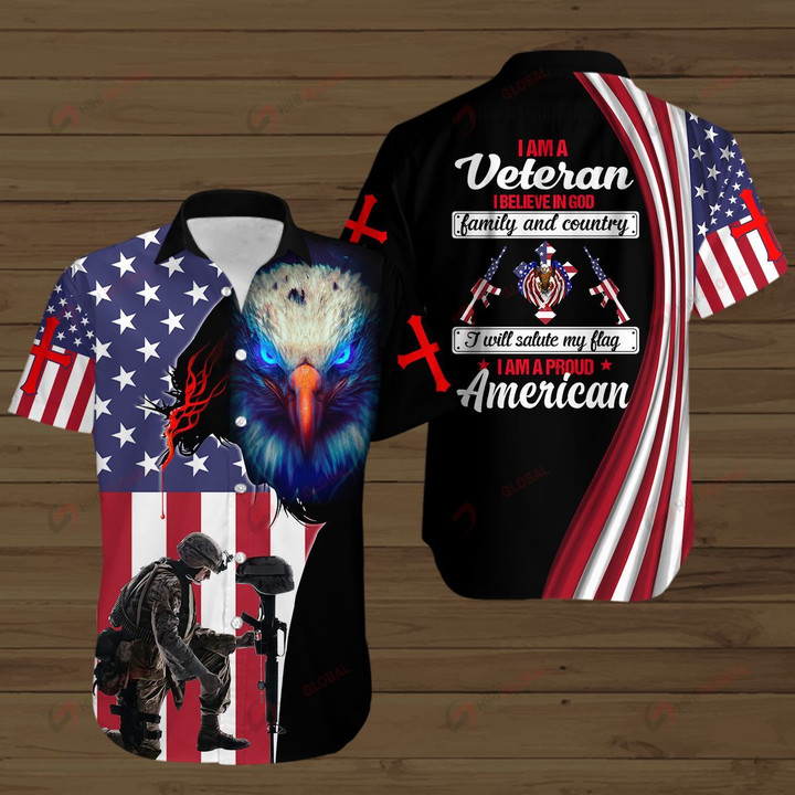 I am A Veteran I Believe in God Family and Country I Will Salute My Flag I am a Proud American ALL OVER PRINTED SHIRTS