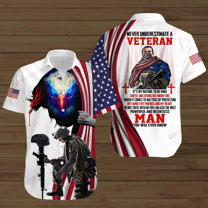Never Underestimate A Veteran It's My Nature To be Kind  ALL OVER PRINTED SHIRTS