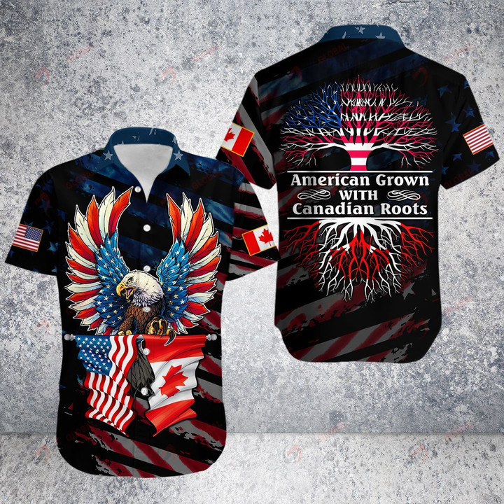 American Grown With Canadian Roots Canada United States Eagle Best gift for Independence Day ALL OVER PRINTED SHIRTS