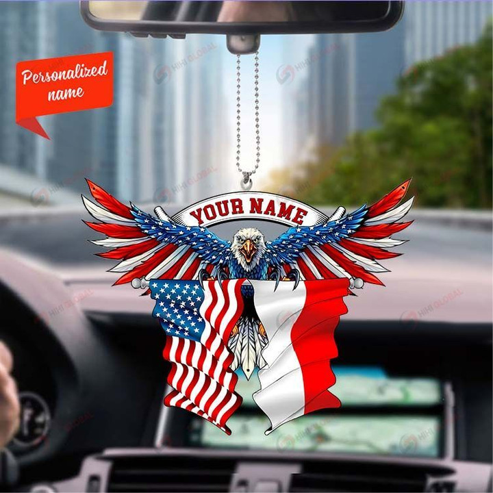 Indonesia United States Eagle Flag, Best gift for Independence Day, Memorial day, Car Hanging Ornament Personalize