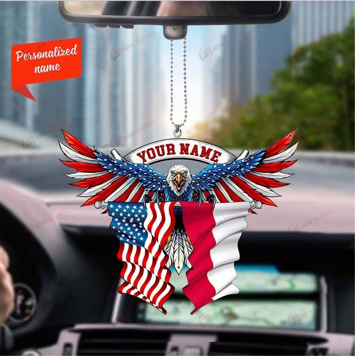 Poland United States Eagle Flag, Best gift for Independence Day, Memorial day, Car Hanging Ornament Personalize