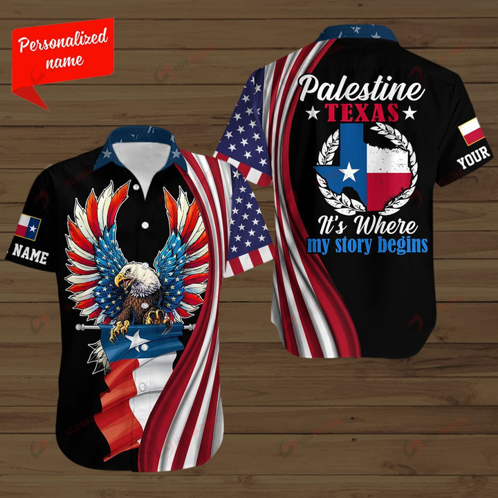 Texas Palestine It's Where My Story Beigins United States Eagle Best gift for Independence Day ALL OVER PRINTED SHIRTS