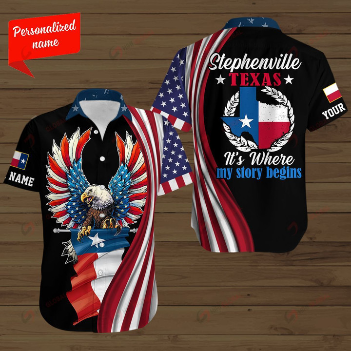 Texas Stephenville It's Where My Story Beigins United States Eagle Best gift for Independence Day ALL OVER PRINTED SHIRTS