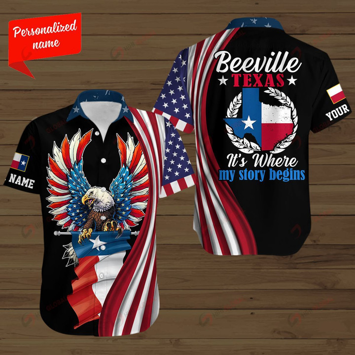 Texas Beeville It's Where My Story Beigins United States Eagle Best gift for Independence Day ALL OVER PRINTED SHIRTS