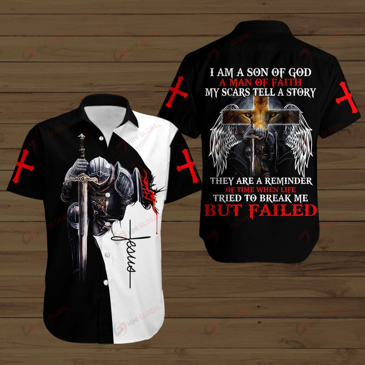 I AM SON OF GOD KNIGHT CHRISTIAN JESUS ALL OVER PRINTED SHIRTS

