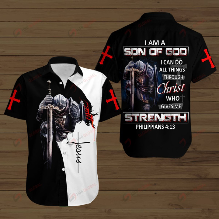 I AM SON OF GOD I can do all things Through Christ who gives me Strengthe KNIGHT CHRISTIAN JESUS ALL OVER PRINTED SHIRTS
