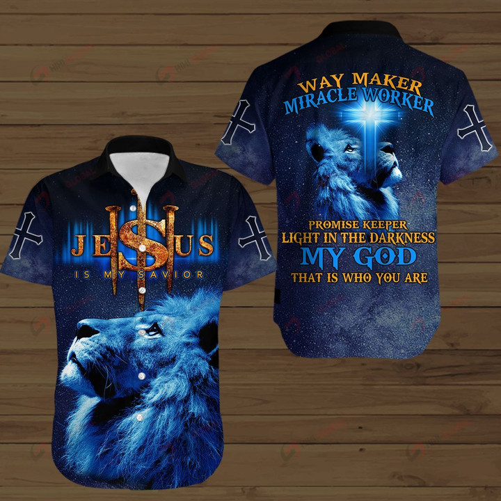 Way Maker Blue Lion All Over Printed Hoodie Hawaiian Polo T Shirt