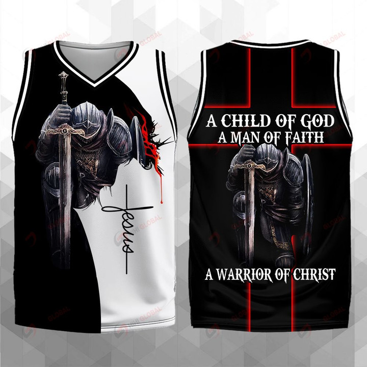 A Child of God a Man of Faith a Warrior of Christ Basketball Jersey ALL OVER PRINTED SHIRTS