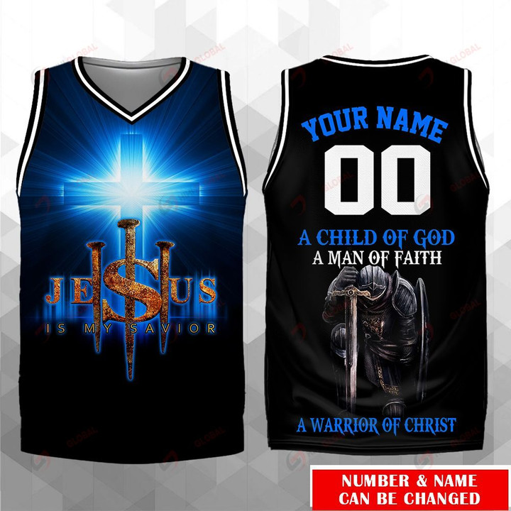 A Child of God a Man of Faith a Warrior of Christ Basketball Jersey Personalized ALL OVER PRINTED SHIRTS