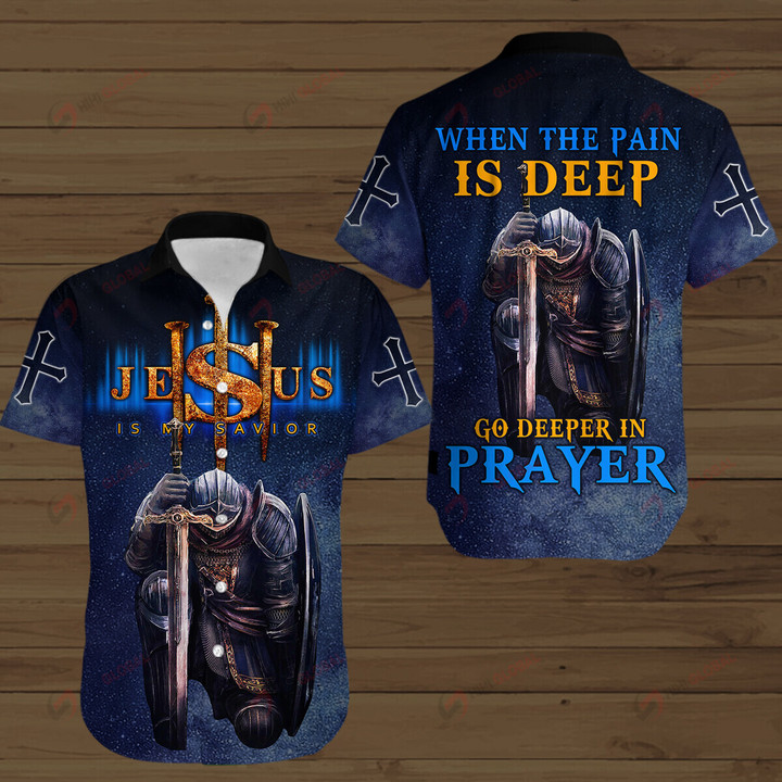 Jesus Christ When The Pain Is Deep Go Deeper In Prayer Christian Cross Bible ALL OVER PRINTED SHIRTS HOODIE Polo