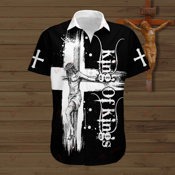 Jesus Christ King Of Kings Christian Cross Bible All Over Printed Hoodie Hawaiian Polo T Shirt