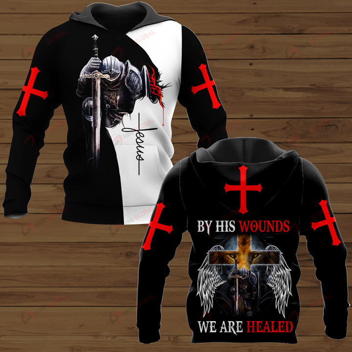 Jesus Christ By His Wounds We Are Healed Jesus Christian Cross Bible ALL OVER PRINTED SHIRTS HOODIE Polo