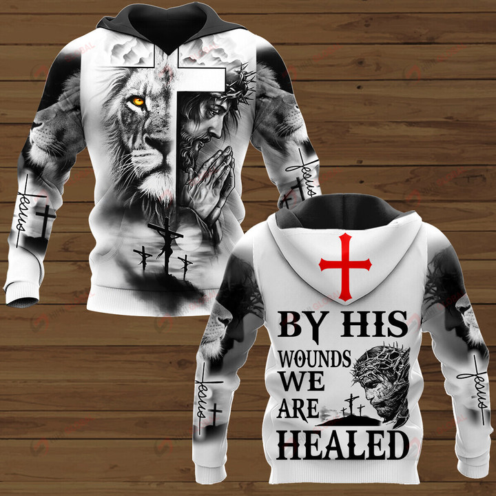 Jesus Christ By His Wounds We Are Healed Jesus Christian Cross Bible ALL OVER PRINTED SHIRTS HOODIE Polo