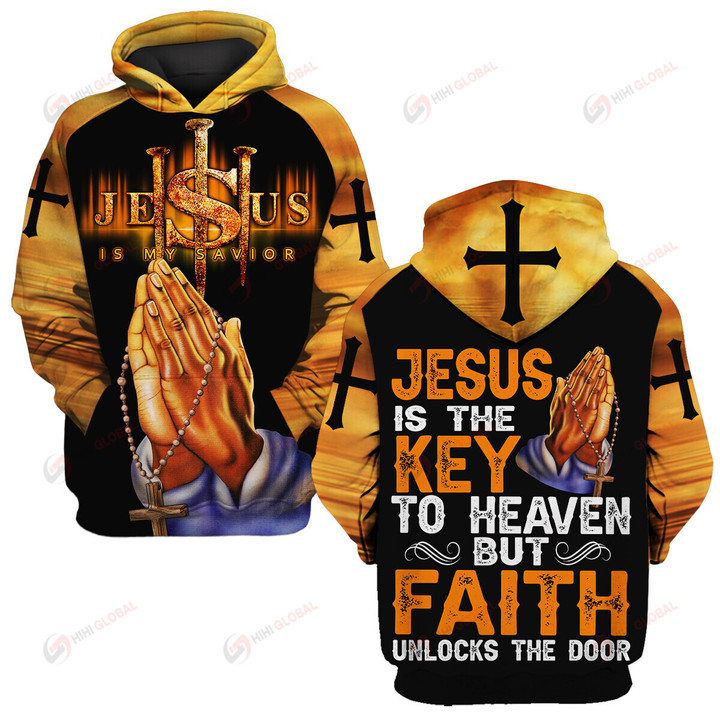 Jesus Christ Jesus Is The Key To Heaven But Faith Unlocks The Door Christian Cross Bible ALL OVER PRINTED SHIRTS HOODIE Polo