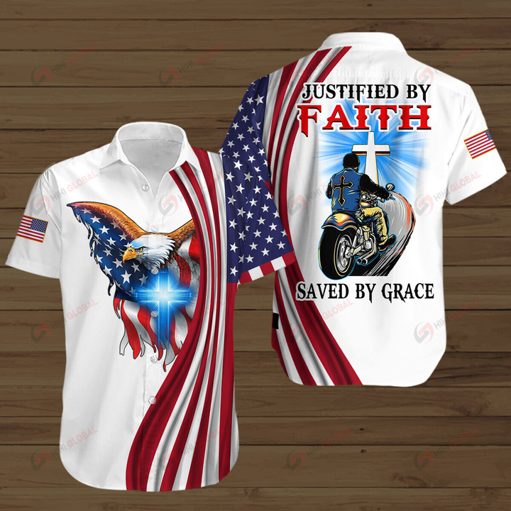 Justified By Faith Saved By Grace Biker ALL OVER PRINTED SHIRTS HOODIE Polo Hawaiian