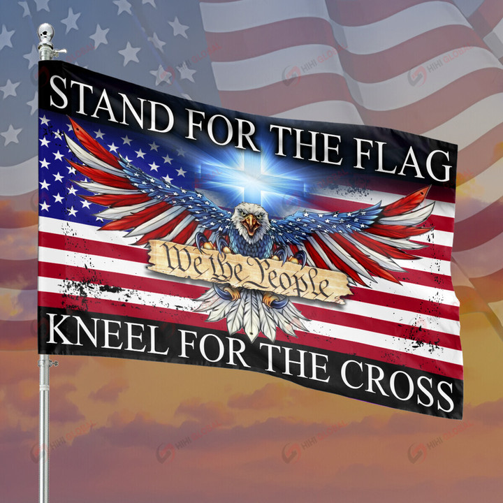 Stand For The Flag Kneel For The Cross God Christian ALL OVER PRINTED FLAG