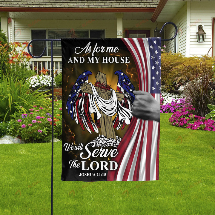 As for me and my house will serve the Lord Christian Jesus God Flag ALL OVER PRINTED