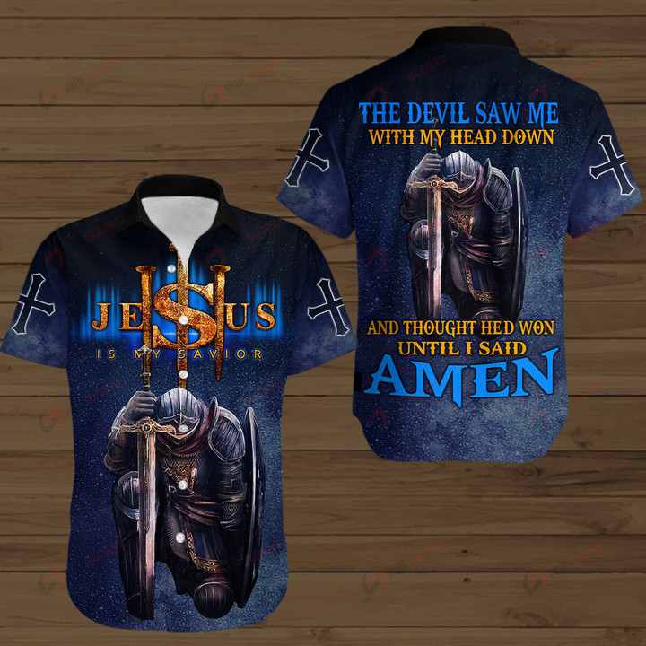 THE DEVIL SAW ME WITH MY HEAD DOWN Knight Christian God Jesus ALL OVER PRINTED SHIRTS