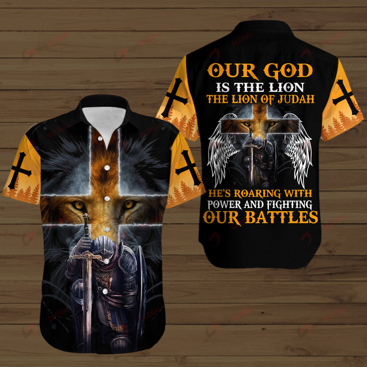 Our God Is The Lion Of Judah He's Roaring With Power Christian God ALL OVER PRINTED SHIRTS HOODIE Polo Hawaiian