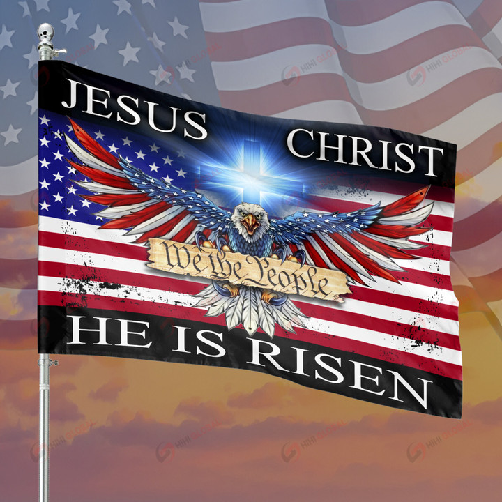 Jesus Christ He is Risen Flag ALL OVER PRINTED