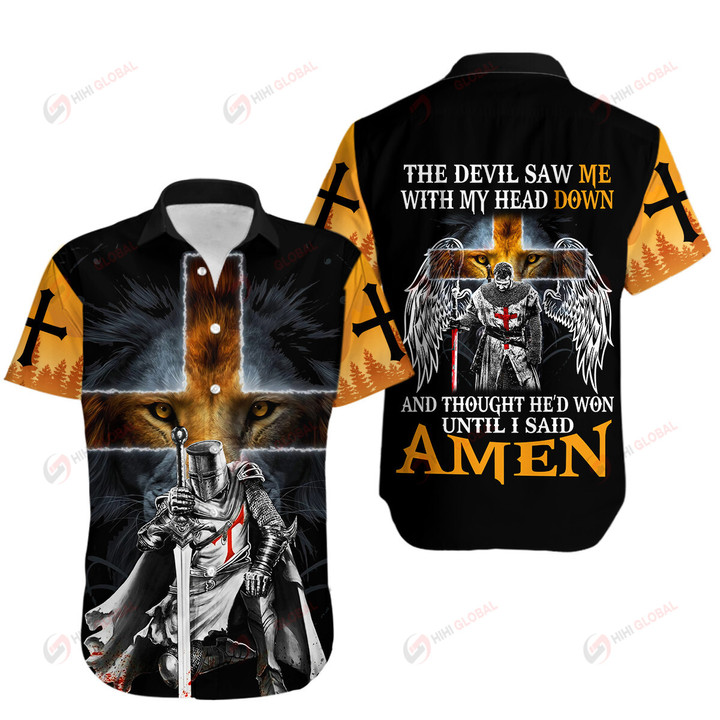 GOD THE DEVIL SAW ME WITH MY HEAD DOWN KNIGHT TEMPLAR ALL OVER PRINTED SHIRTs